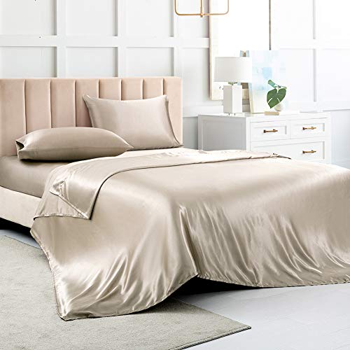 Taupe Satin Full Size Bed Sheet Set