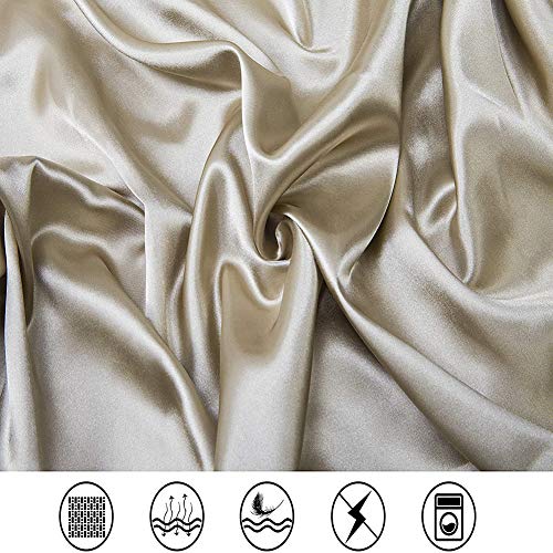 Taupe Satin Full Size Bed Sheet Set