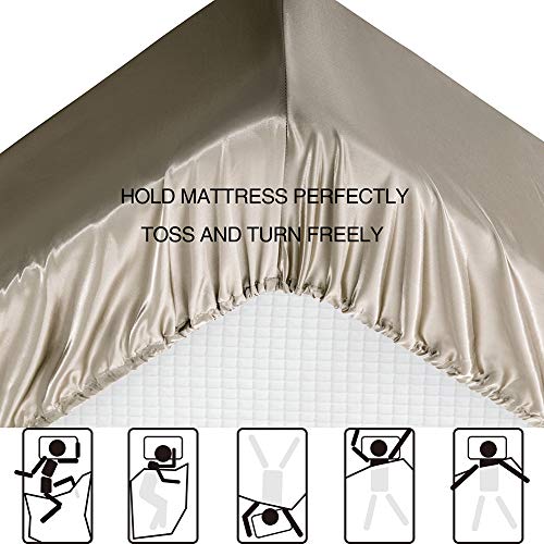 Taupe Satin Full Size Bed Sheet Set