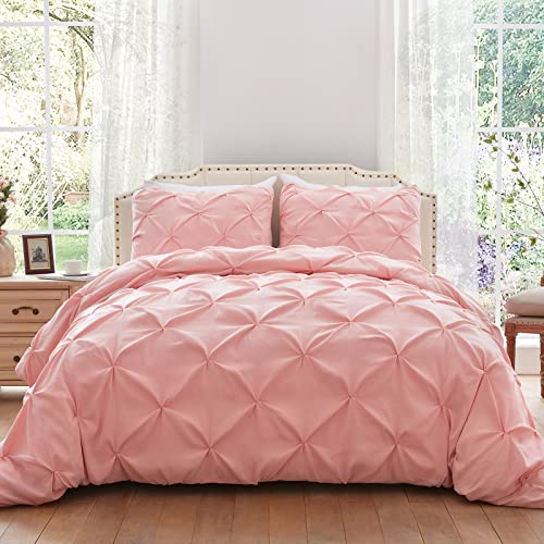 Pink King Size Pinch Pleated Duvet Cover Set
