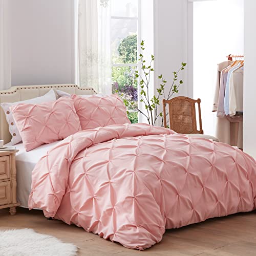 Pink King Size Pinch Pleated Duvet Cover Set