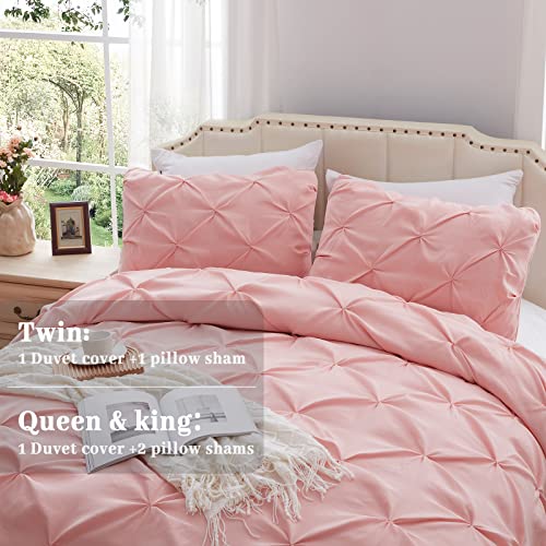 Pink King Size Pinch Pleated Duvet Cover Set