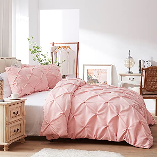 Pink King Size Pinch Pleated Duvet Cover Set