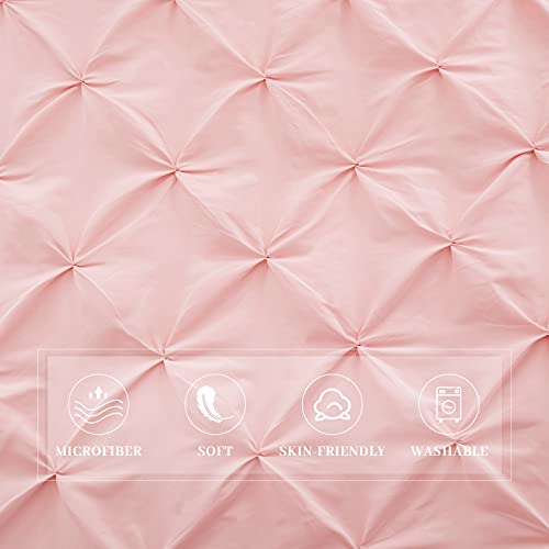 Pink King Size Pinch Pleated Duvet Cover Set