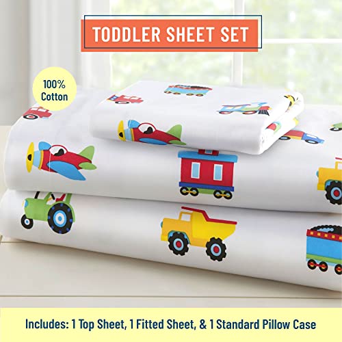 Wildkin Kids Cotton Toddler Sheet Set - Vehicles