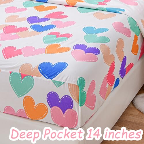 Colorful Hearts Twin Sheet Set for Kids