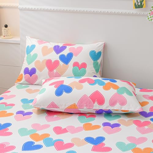 Colorful Hearts Twin Sheet Set for Kids