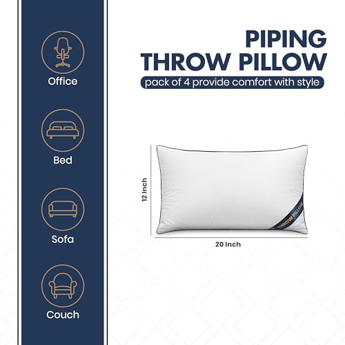 Pack of 4 White Throw Pillow Inserts 12x20