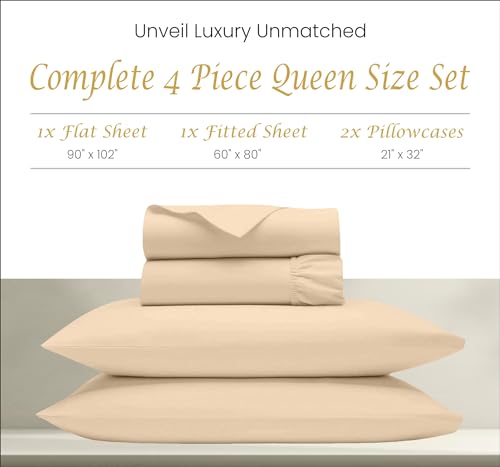 Luxury Egyptian Cotton Queen Sheet Set - Ivory
