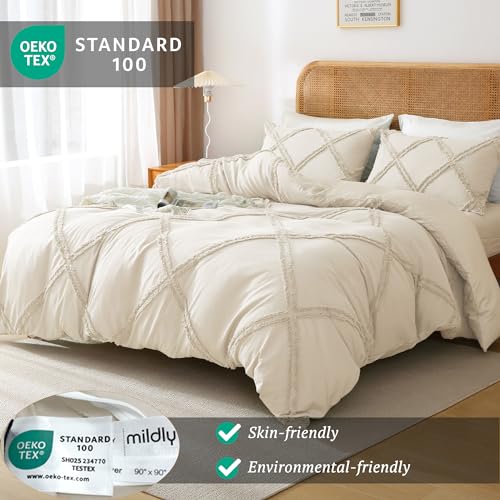 Boho Beige Duvet Cover Set with Zipper Closure