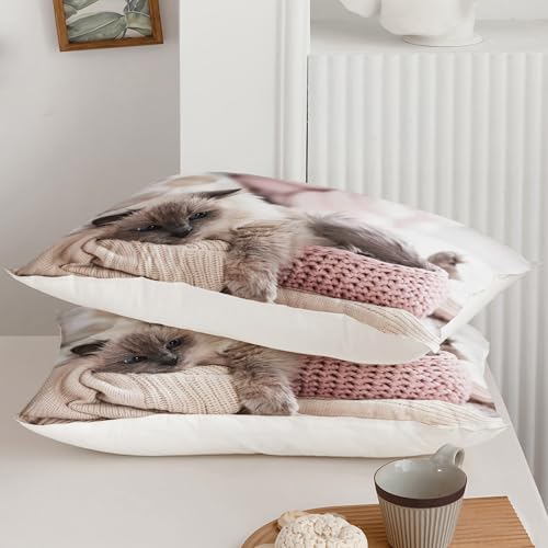 Kawaii Cat Duvet Set for Girls, 3 Pieces