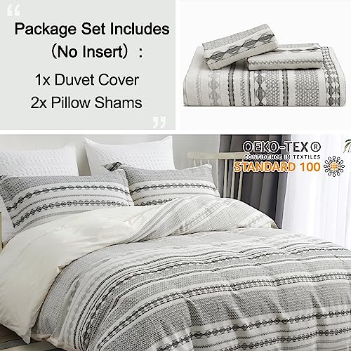 Boho Textured Cotton Queen Duvet Cover Set