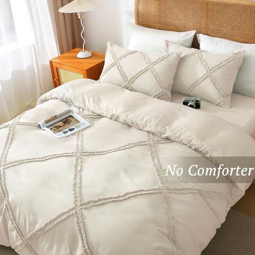 Boho Beige Duvet Cover Set with Zipper Closure