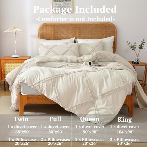 Boho Beige Duvet Cover Set with Zipper Closure