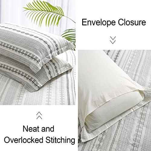 Boho Textured Cotton Queen Duvet Cover Set