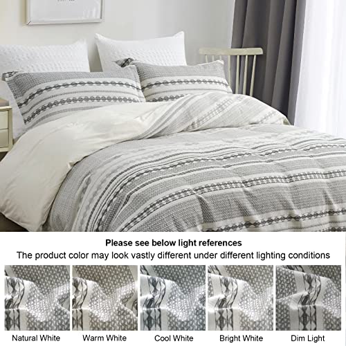 Boho Textured Cotton Queen Duvet Cover Set