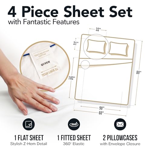 Luxury 100% Egyptian Cotton Queen Sheet Set