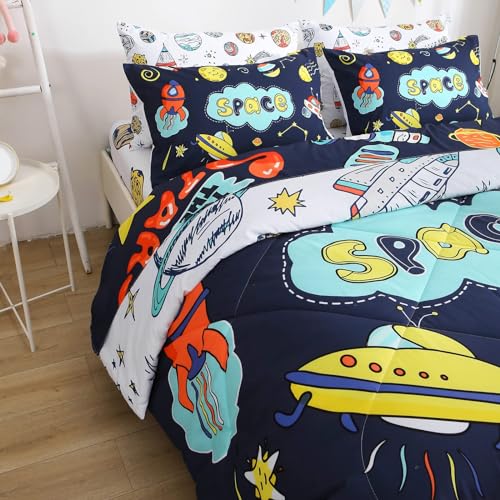 Outer Space 7-Piece Twin Comforter Set for Boys