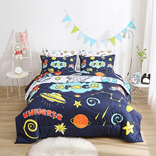 Outer Space 7-Piece Twin Comforter Set for Boys