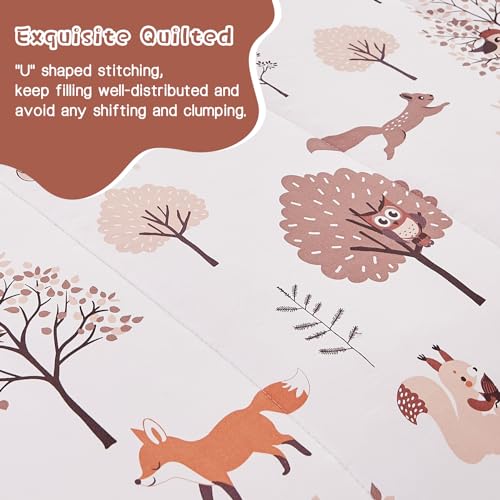 Reversible Woodland Animal Kids Comforter Set 3 Piece