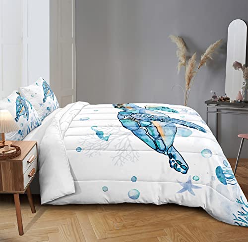Ocean-Themed Sea Turtle Queen Comforter Set