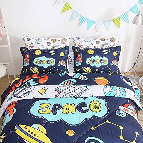 Outer Space 7-Piece Twin Comforter Set for Boys
