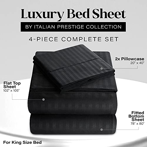 King Italian Prestige Striped 4-Piece Bed Set