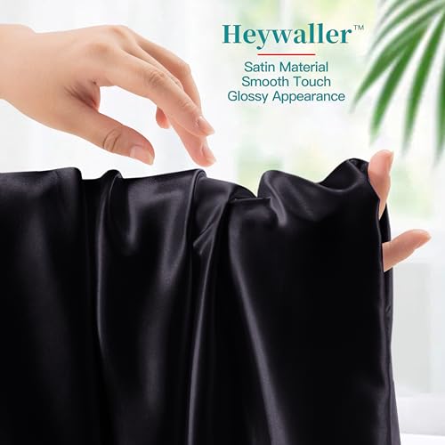 Luxury Black Satin Queen Sheet Set, 4 Pcs