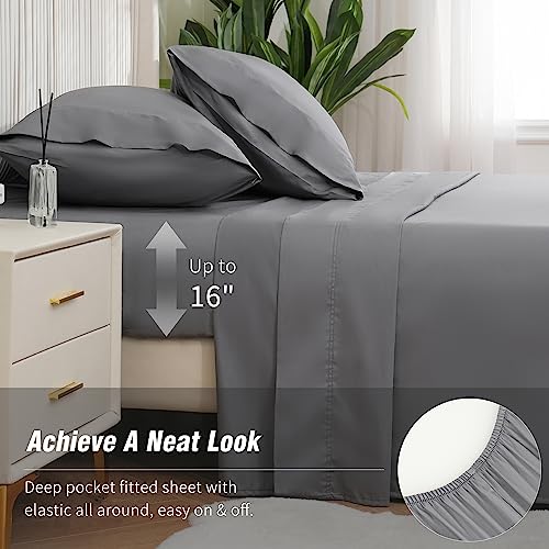 DOWNCOOL Queen Cooling Cotton Sheet Set - Grey