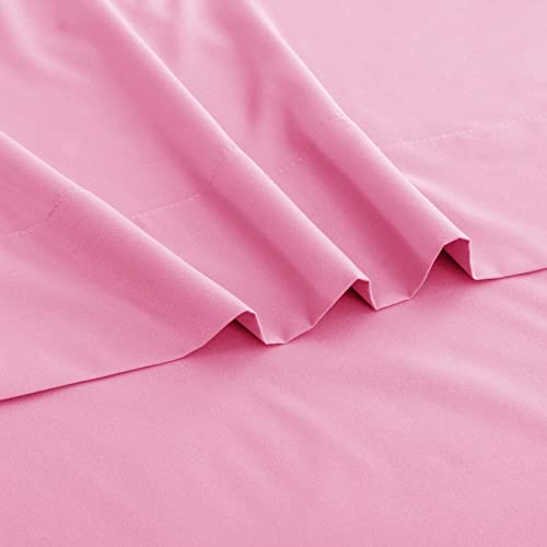 Ghooss Pink Microfiber Bed Sheet Set - Queen