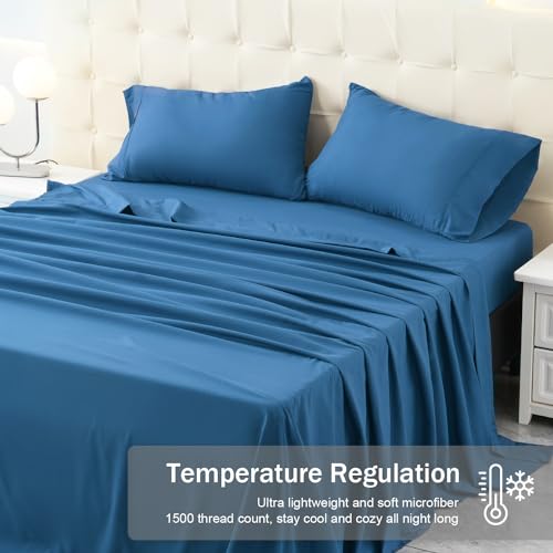 Royal Blue Twin Bed Sheets Set with Deep Pockets