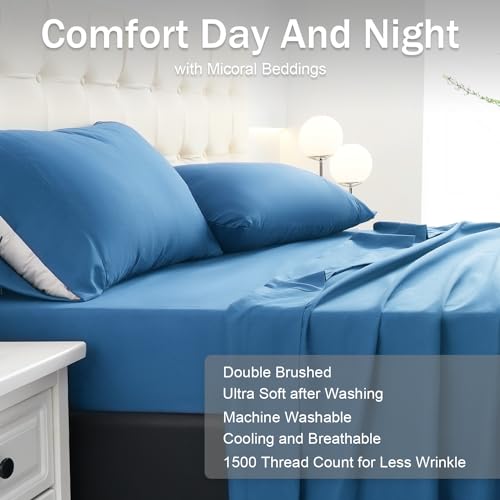 Royal Blue Twin Bed Sheets Set with Deep Pockets