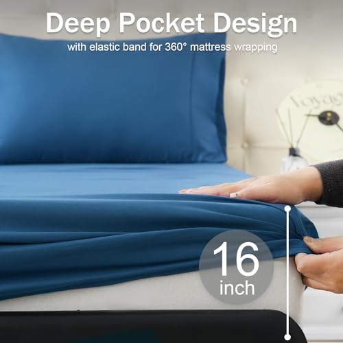 Royal Blue Twin Bed Sheets Set with Deep Pockets