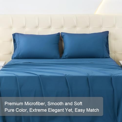 Royal Blue Twin Bed Sheets Set with Deep Pockets