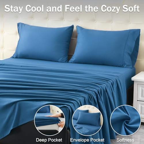 Royal Blue Twin Bed Sheets Set with Deep Pockets