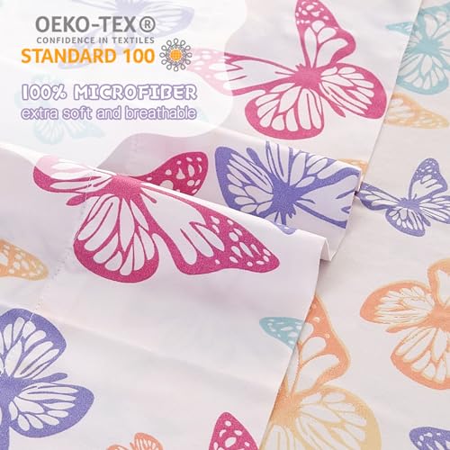Yibeizi Butterfly Full Size Sheet Set for Kids