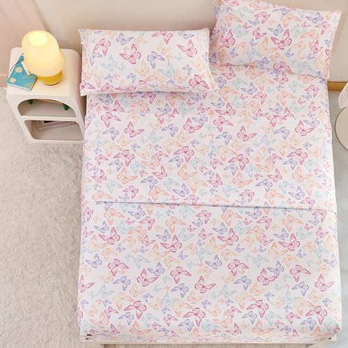 Yibeizi Butterfly Full Size Sheet Set for Kids