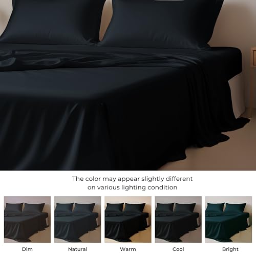 Luxury Black Silk King Sheet Set - 4 Pieces