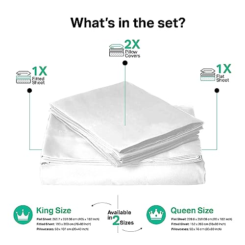 Luxurious White Satin King Bed Sheet Set