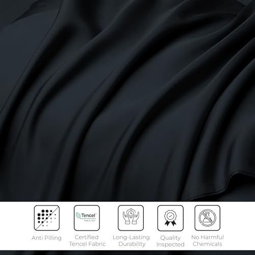 Luxury Black Silk King Sheet Set - 4 Pieces