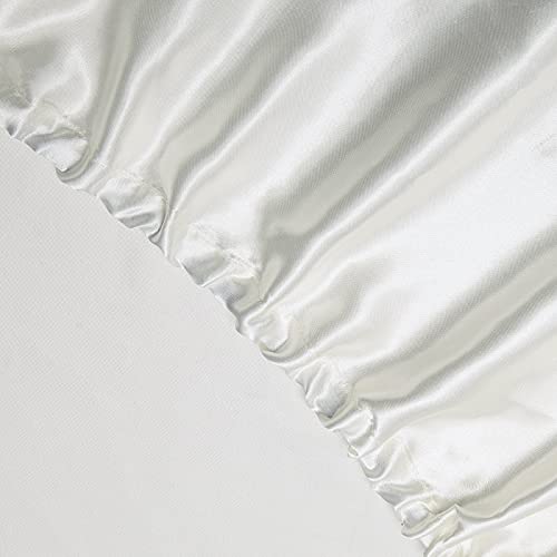 Ivory White Satin Full Bed Set with Pillowcases
