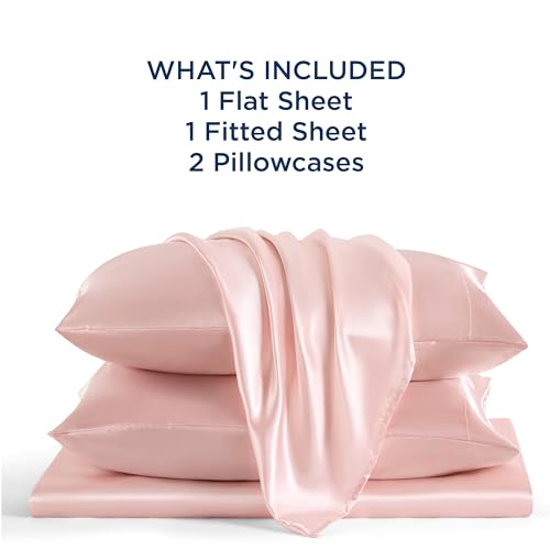 Luxury Pink Satin Queen Sheet Set, 4 Pieces