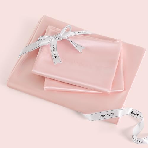 Luxury Pink Satin Queen Sheet Set, 4 Pieces