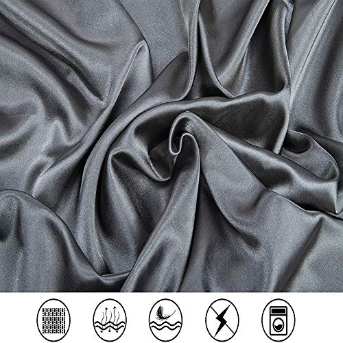 Luxury Grey Satin Queen Bed Sheet Set
