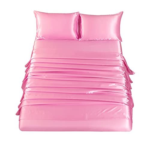 Luxury Pink Satin Twin Bed Sheet Set