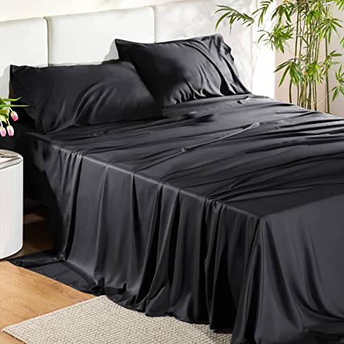 Bedsure Black Bamboo Queen Sheet Set - Soft & Cool