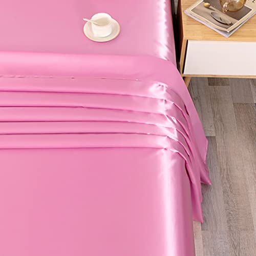 Luxury Pink Satin Twin Bed Sheet Set