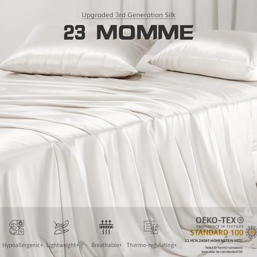 Luxury 23 Momme White Silk Sheet Set - King