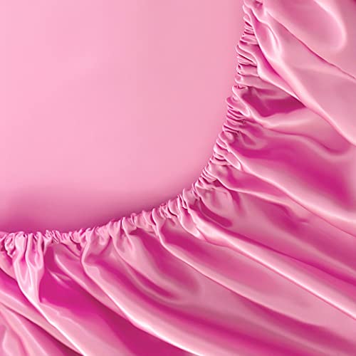 Luxury Pink Satin Twin Bed Sheet Set