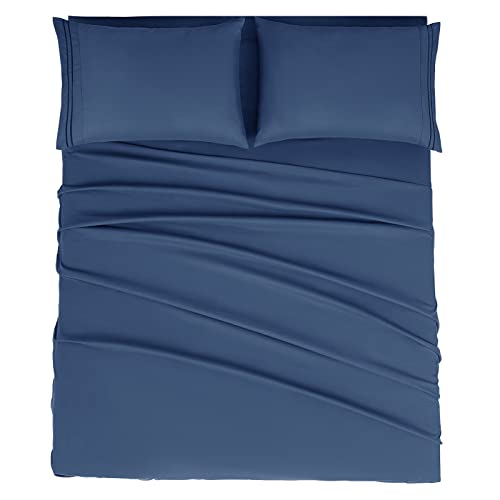 Luxury Queen Sheet Set - 1800 Bedding, Navy